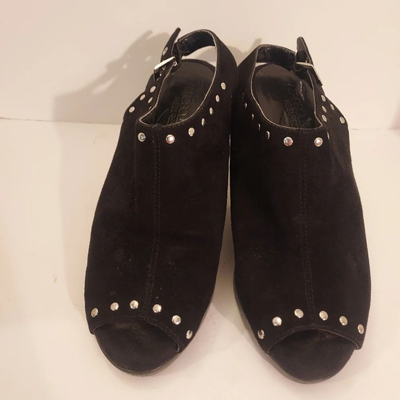 Aerosoles Heelrest Black Suede Haven Peep Toe Slingback Heels in Size 7 M - Picture 2 of 14